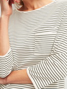 Women model is wearing 3/4 pyjama made of 100% Cotton in Beige, Striped from the Sweet Dreams series by CALIDA, Detail
