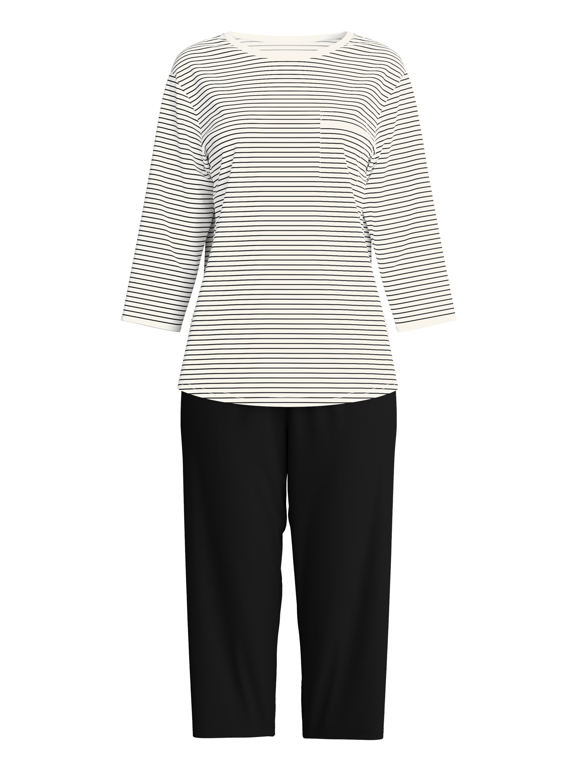 Women - 3/4 pyjama made of 100% Cotton in Beige, Striped, from the Sweet Dreams series by CALIDA