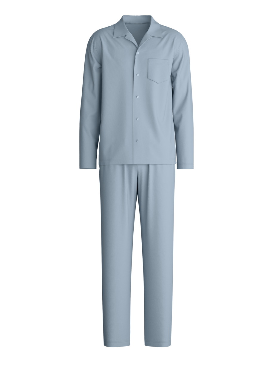 Uomo - Pigiama con bottoni in Lyocell di colore Blu, Tinta unita, della serie Nightwear Xtra di CALIDA
