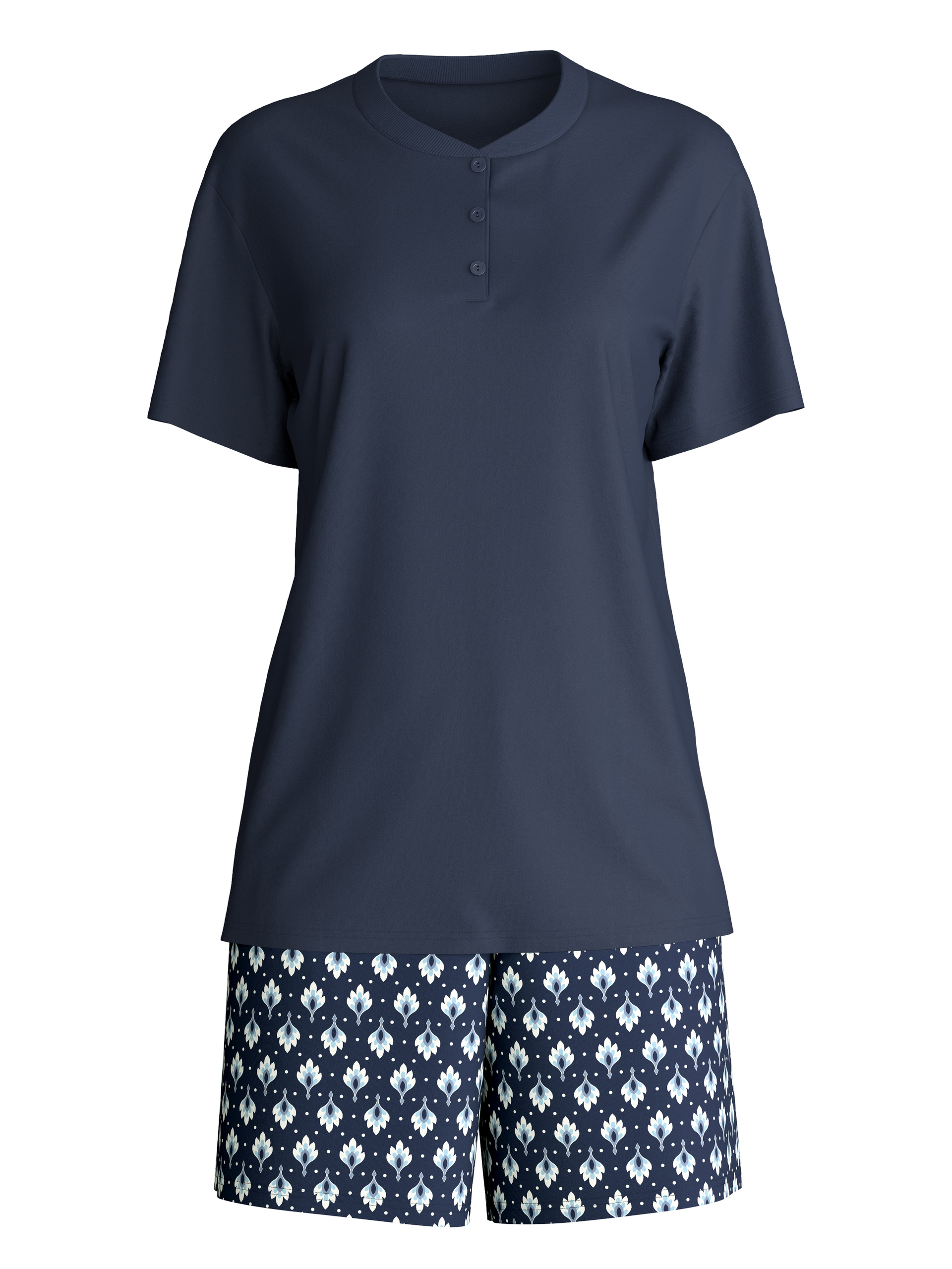 Damen - Kurz-Pyjama aus 100% Baumwolle in Blau, Gemustert aus Serie Daylight Dreams von CALIDA