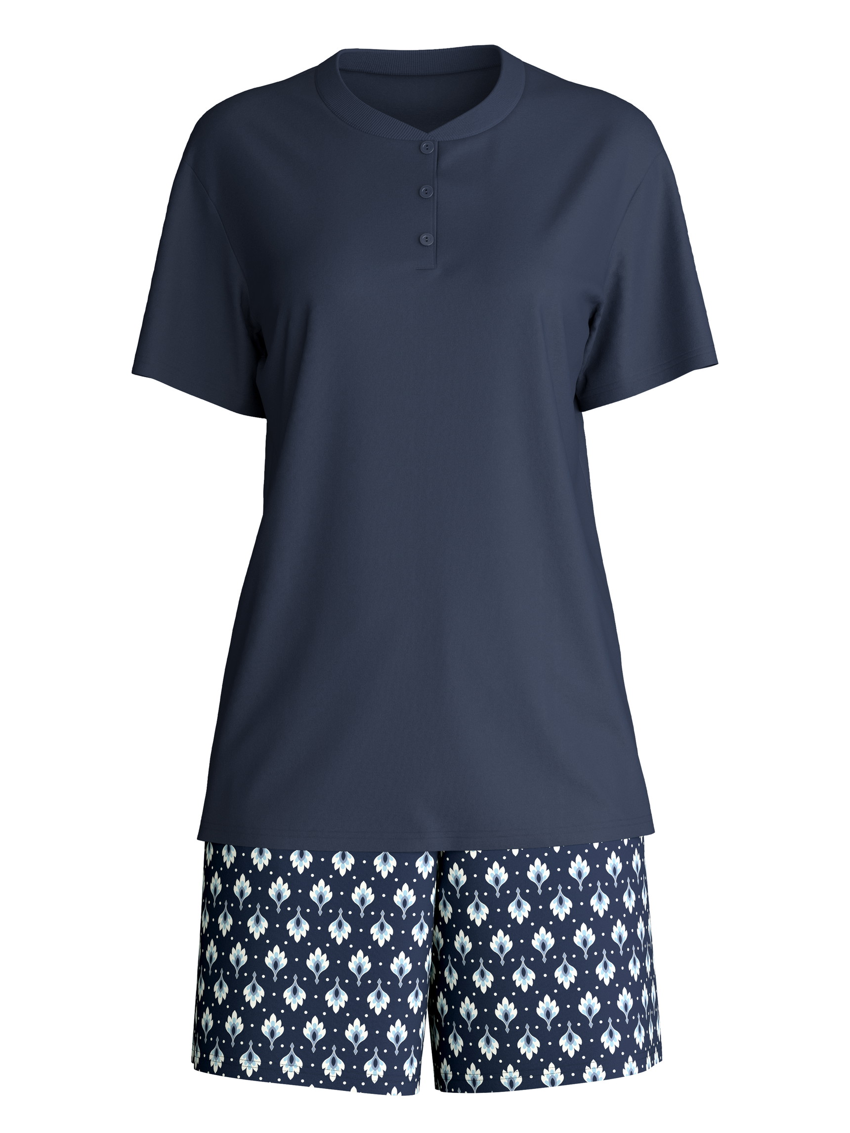Damen - Kurz-Pyjama aus 100% Baumwolle in Blau, Gemustert aus Serie Daylight Dreams von CALIDA
