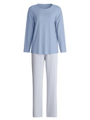 Women - Pyjamas, long made of 100% Cotton in Blue, Striped, from the Striped Dreams series by CALIDA
