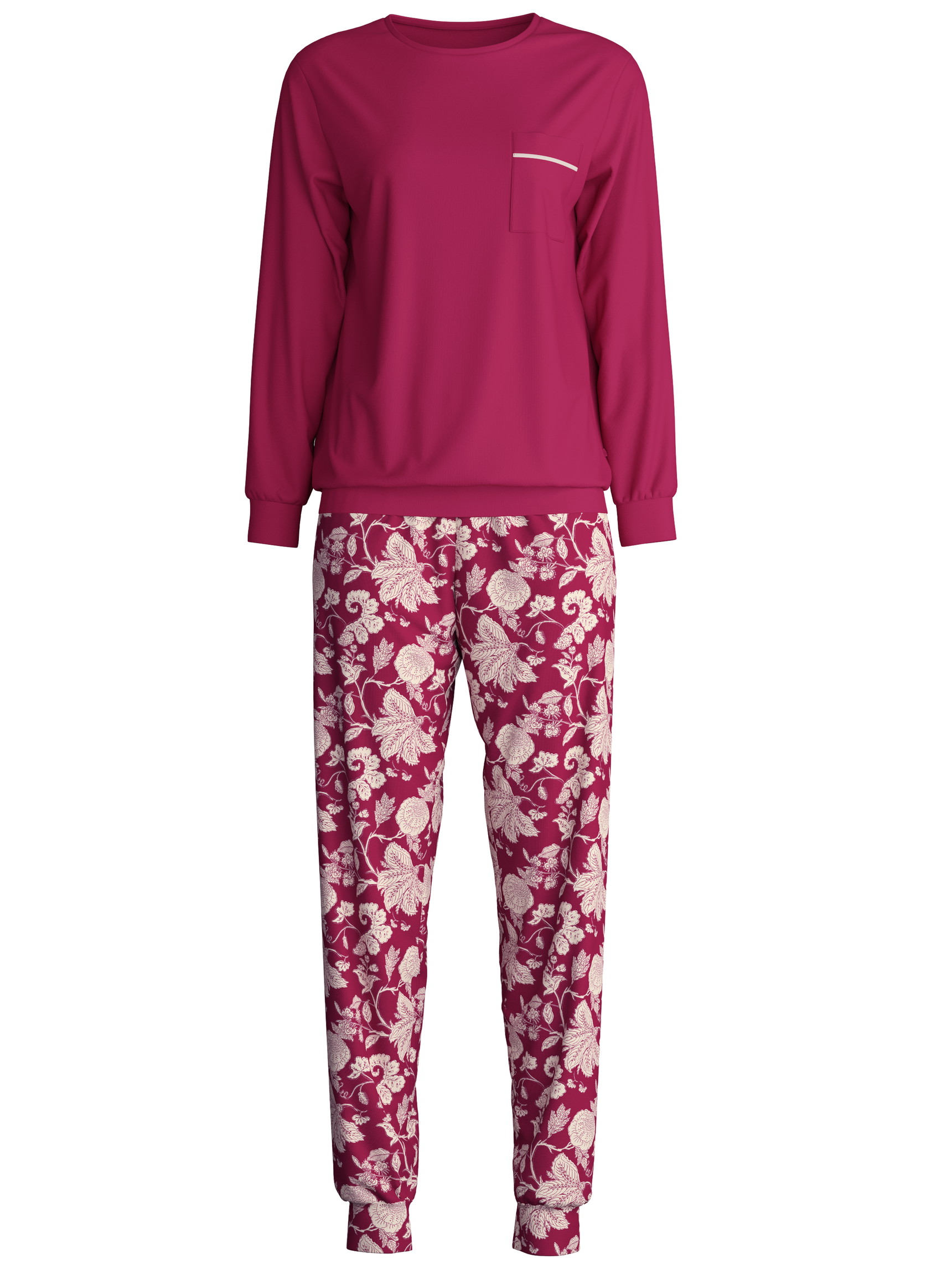 Donna - Pigiama con polsini in 100% cotone di colore Viola, Floreale, della serie Sweet Dreams di CALIDA