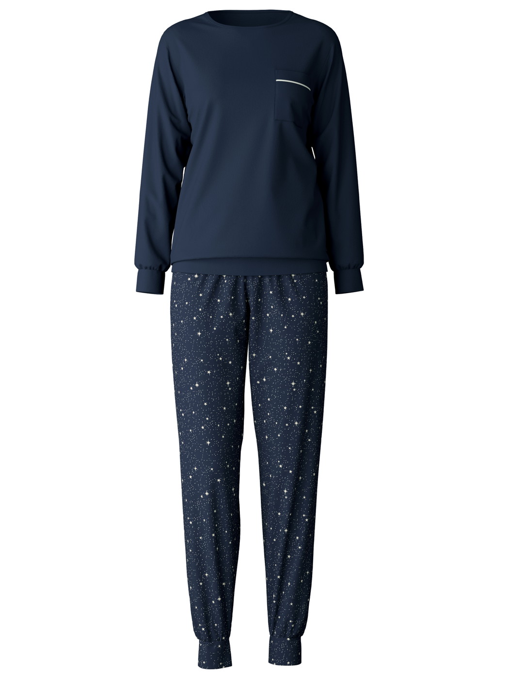 Damen - Bündchen-Pyjama aus 100% Baumwolle in Blau, Motiv aus Serie Sweet Dreams von CALIDA