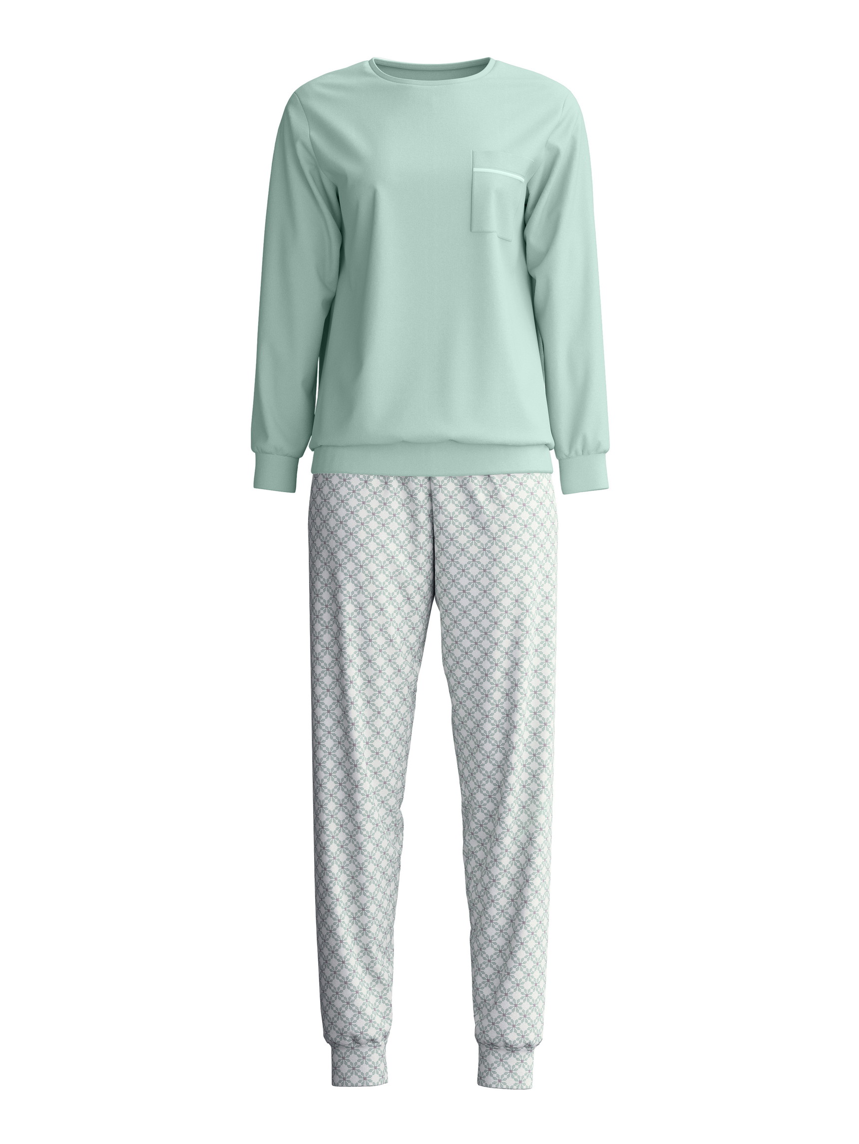 Donna - Pigiama con polsini in 100% cotone di colore Turchese, Modello, della serie Sweet Dreams di CALIDA