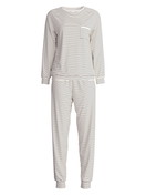 Femme - Pyjama avec bords élastiques en 100% coton de couleur Beige, Rayée, de la série Sweet Dreams de CALIDA