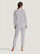 Women model is wearing Pyjama made of 100% Cotton in Blue, Striped from the Season Special series by CALIDA, Back view, AI-generated image