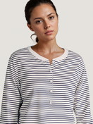Women model is wearing Pyjama made of 100% Cotton in Blue, Striped from the Season Special series by CALIDA, Detail, AI-generated image