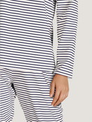 Women model is wearing Pyjama made of 100% Cotton in Blue, Striped from the Season Special series by CALIDA, Detail