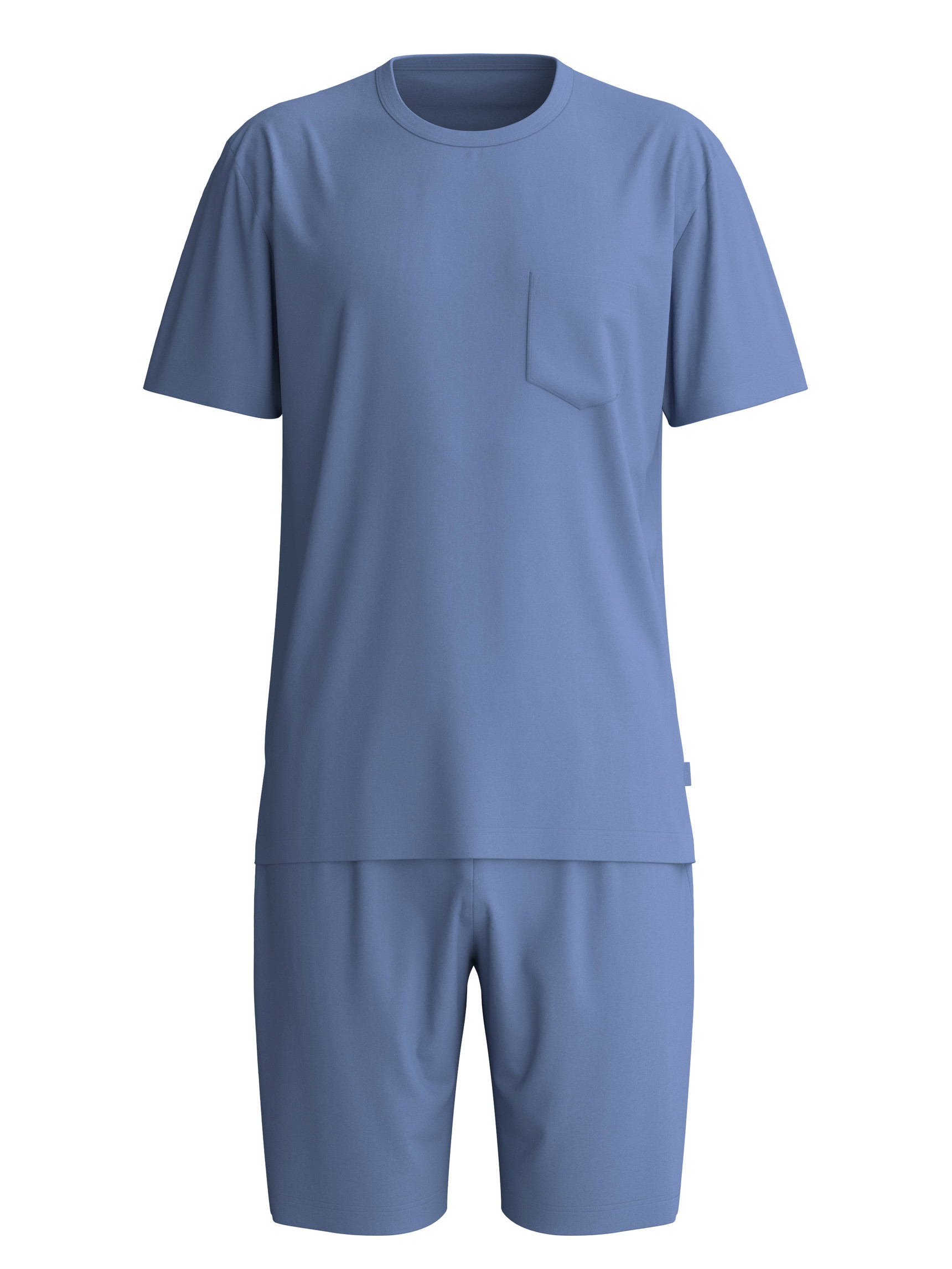 Herren - Kurz-Pyjama aus 100% Baumwolle in Blau, Einfarbig aus Serie Relax Choice 1 von CALIDA