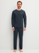 Men model is wearing  made of 100% Cotton in Blue, Unicoloured from the Relax Cosy Vibes 3 series by CALIDA, Front view