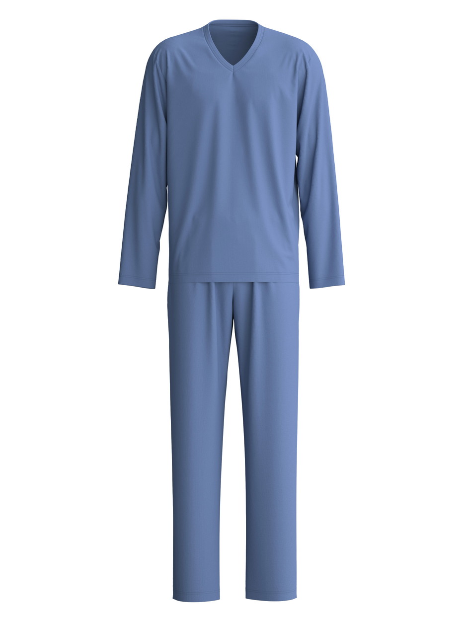 Herren - Pyjama, lang aus 100% Baumwolle in Blau, Einfarbig aus Serie Relax Choice 1 von CALIDA