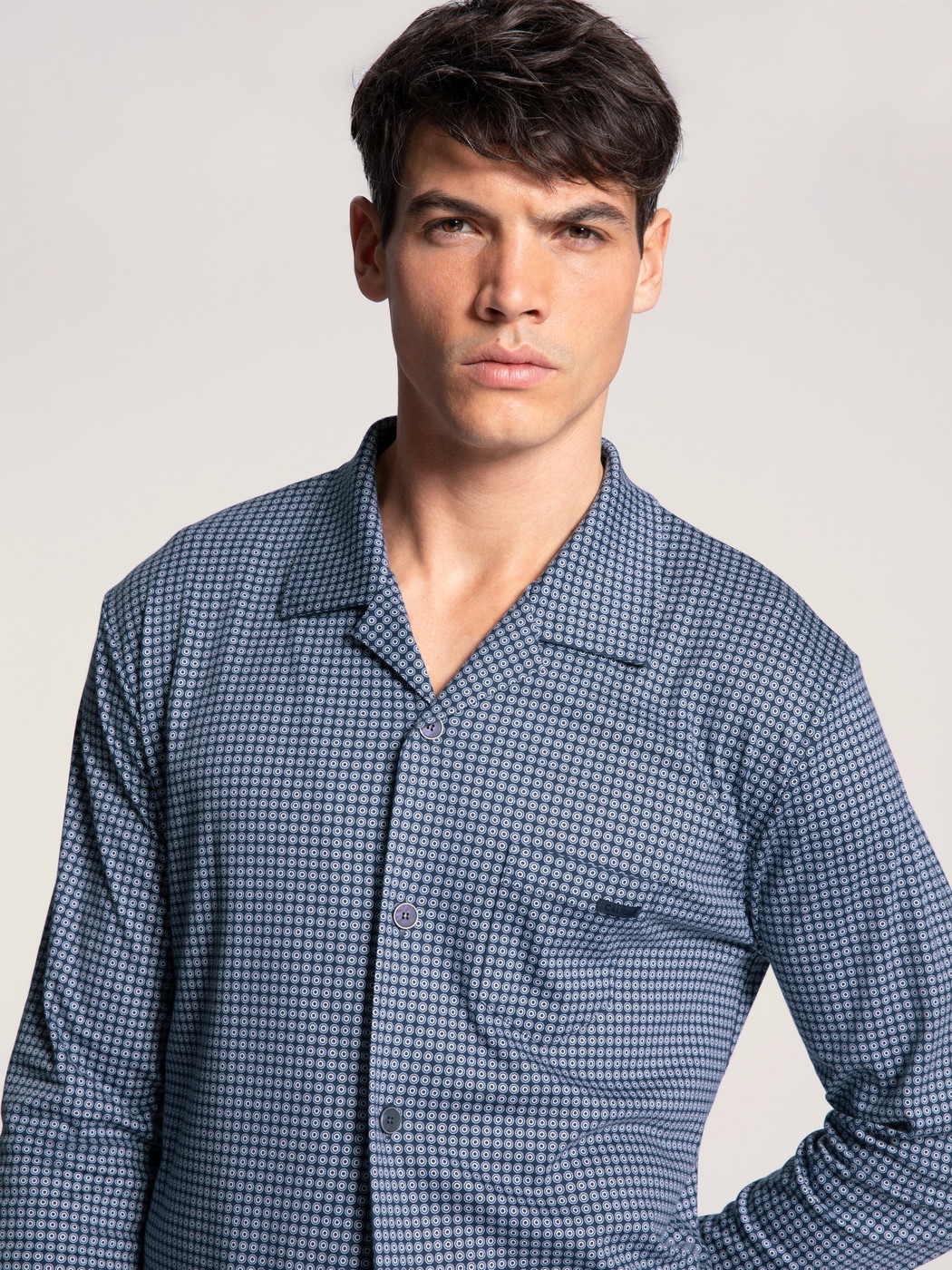 Men - Pyjama buttoned made of 100% Cotton in Blue, Checked, from the Relax Choice series by CALIDA, Detail