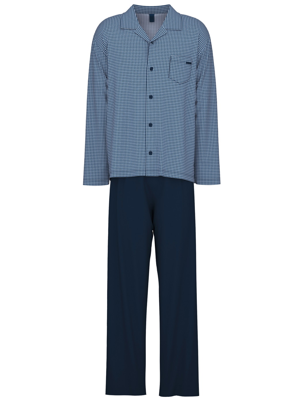 Men - Pyjama buttoned made of 100% Cotton in Blue, Checked, from the Relax Choice series by CALIDA