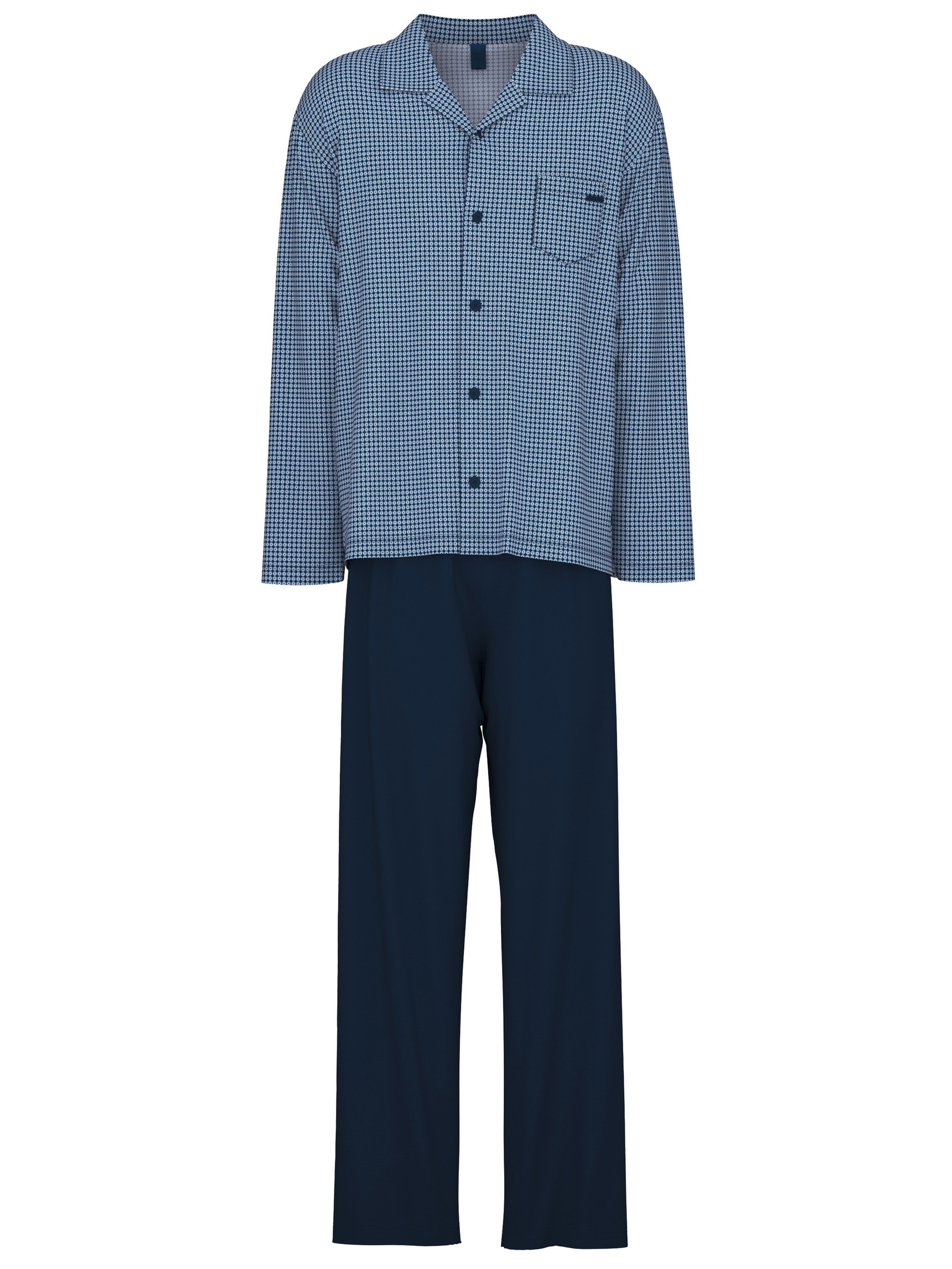 Men - Pyjama buttoned made of 100% Cotton in Blue, Checked, from the Relax Choice series by CALIDA