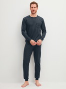 Men model is wearing  made of 100% Cotton in Blue, Unicoloured from the Relax Cosy Vibes 3 series by CALIDA, Front view