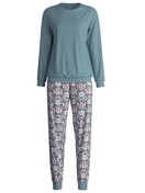 Femme - Pyjama avec bords élastiques en 100% coton de couleur Bleu, À motifs, de la série Autumn Dreams de CALIDA
