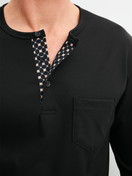 Men model is wearing  made of 100% Cotton in Black, Patterned from the Relax Cosy Vibes 4 series by CALIDA, Detail