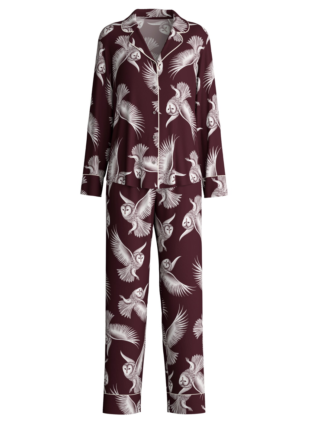 Women - Button-through pyjamas made from TENCEL™ modal and silk made of Modal in Red, Floral, from the Moonlight Dreams series by CALIDA