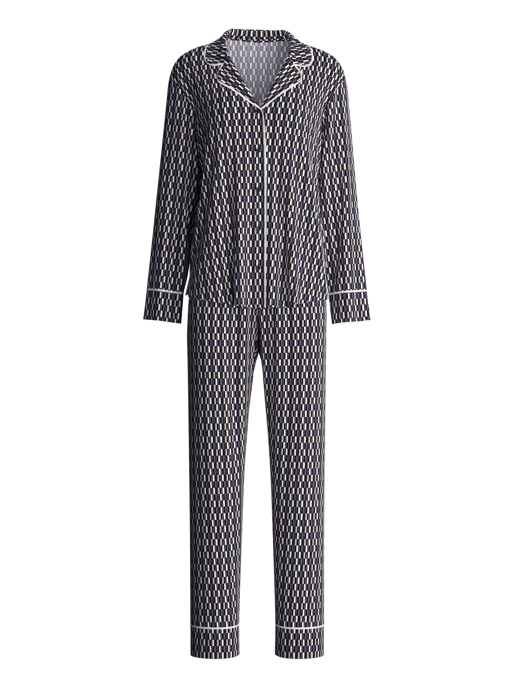Damen - Pyjama mit Knöpfen aus TENCEL™ Modal und Seide aus Modal in Beige, Gemustert aus Serie Moonlight Dreams von CALIDA