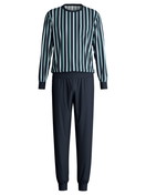 Men - cuffed pyjamas made of 100% Cotton in Blue, Striped, from the Relax Choice series by CALIDA