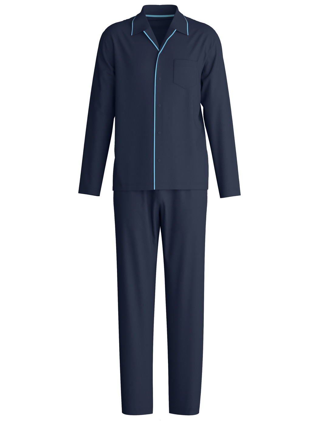 Uomo - Pigiama con bottoni in 100% cotone di colore Blu, Tinta unita, della serie Relax Choice di CALIDA