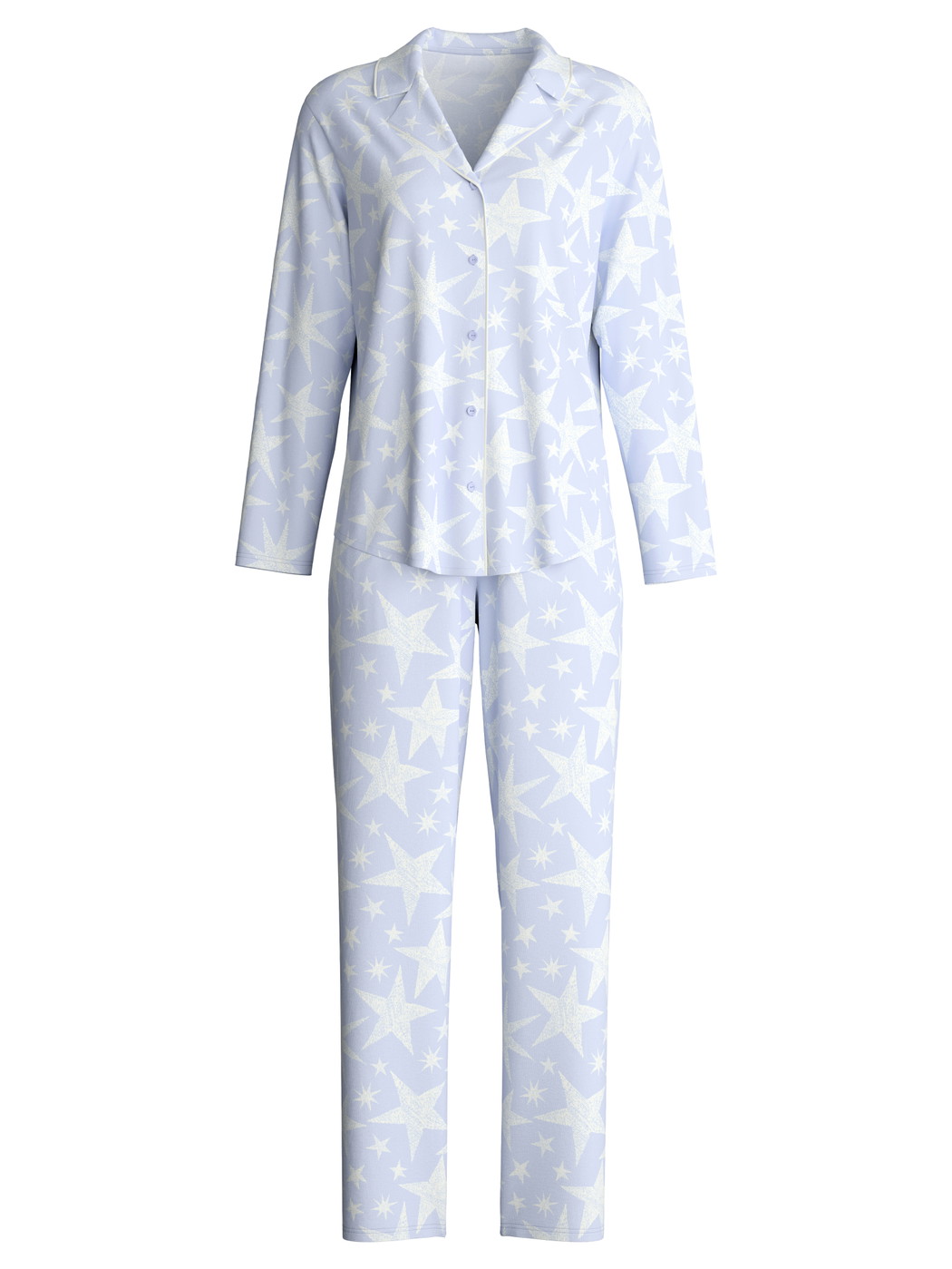 Women - Button-Up Pyjama made of 100% Cotton in Blue, Patterned, from the Cosy Nights series by CALIDA