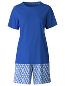 Women - Short pyjama made of 100% Cotton in Blue, Patterned, from the Shell Nights series by CALIDA