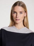 Damen - Bündchen-Pyjama aus 100% Baumwolle in Blau, Einfarbig aus Serie Soulmate von CALIDA, Detail