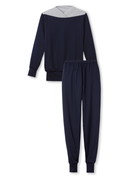 Damen - Bündchen-Pyjama aus 100% Baumwolle in Blau, Einfarbig aus Serie Soulmate von CALIDA