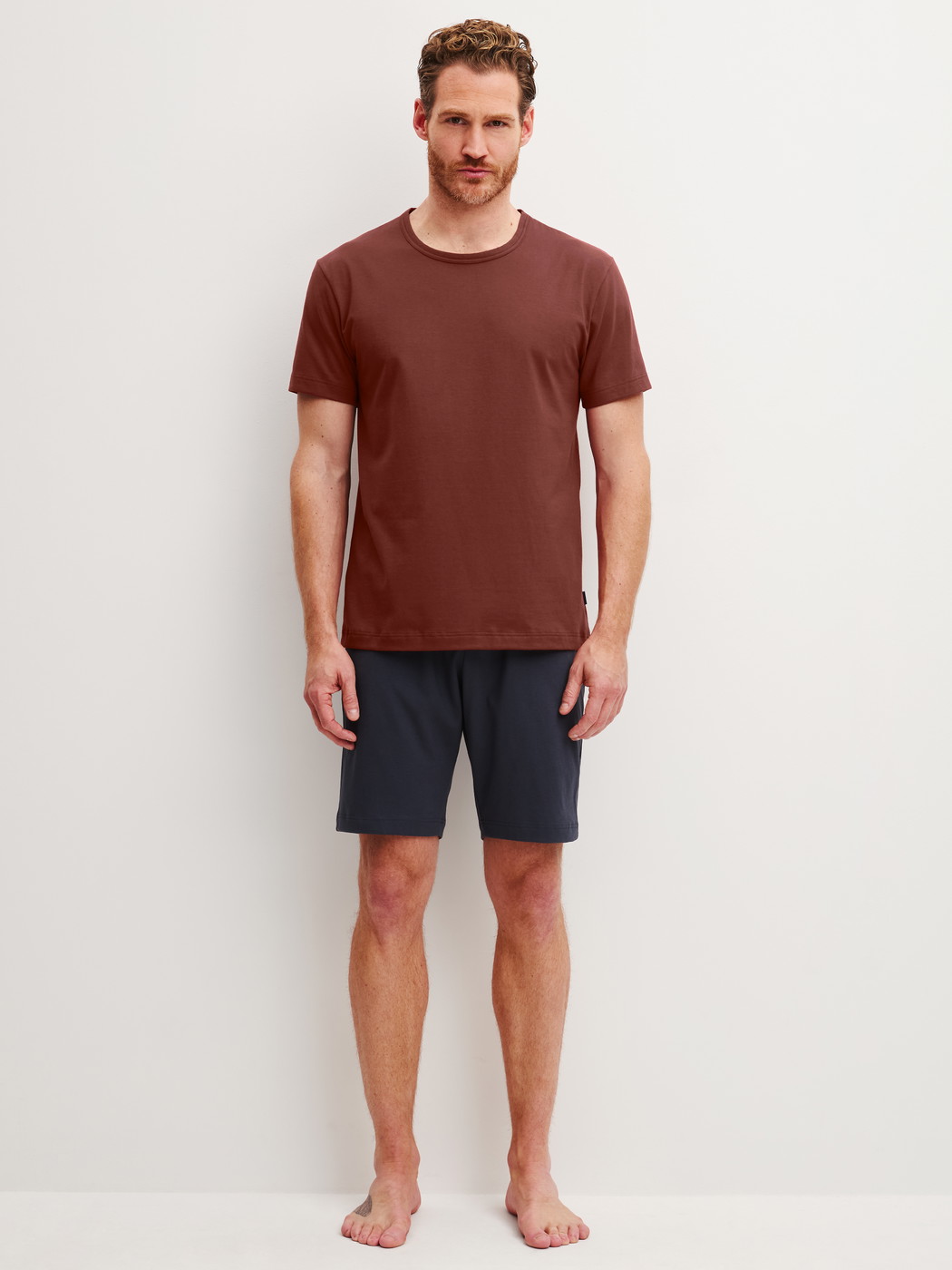 Men model is wearing  made of 100% Cotton in Brown, Unicoloured from the Relax Essentials series by CALIDA, Front view