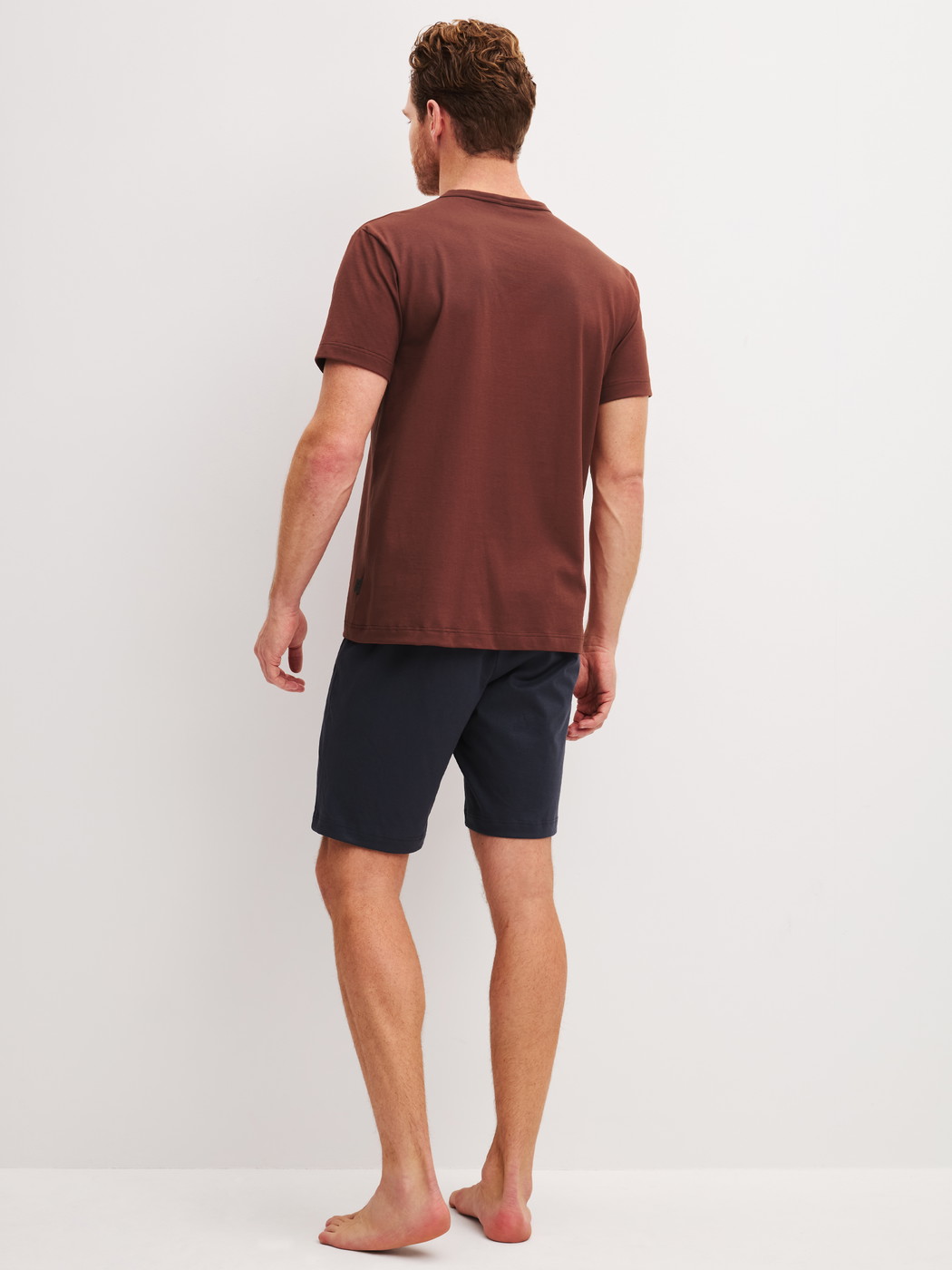 Men model is wearing  made of 100% Cotton in Brown, Unicoloured from the Relax Essentials series by CALIDA, Back view