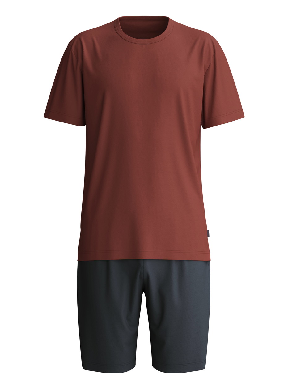Herren - Kurz-Pyjama aus 100% Baumwolle in Braun, Einfarbig aus Serie Relax Essentials von CALIDA