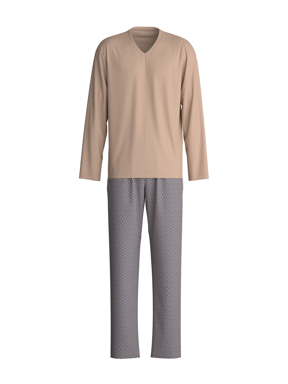 Uomo - Pigiami, lunghi in 100% cotone di colore Beige, Modello, della serie Nightwear Xtra di CALIDA