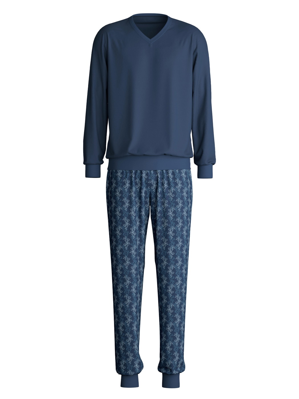 Men - Pyjama with cuff made of 100% Cotton in Blue, Patterned, from the Nightwear Xtra series by CALIDA