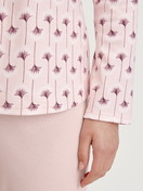 Women model is wearing Pyjamas, long made of 100% Cotton in Pink, Floral from the Midnight Flowers series by CALIDA, Detail