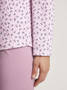 Women model is wearing Pyjamas, long made of 100% Cotton in Purple, Floral from the Midnight Flowers series by CALIDA, Detail