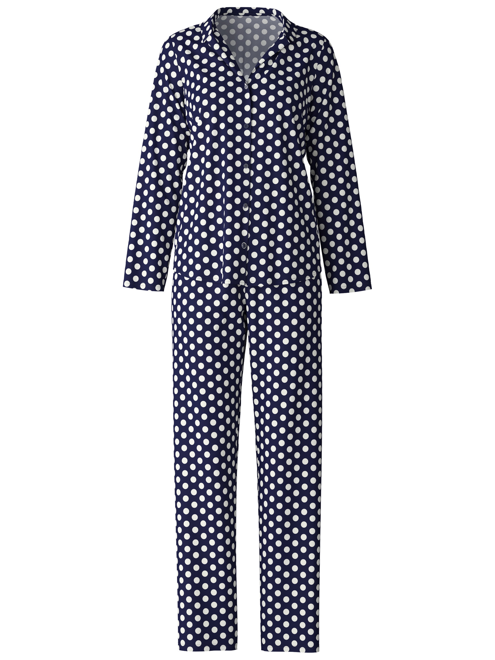 Women - Pyjamas, buttoned through made of 100% Cotton in Blue, Patterned, from the Cotton Special series by CALIDA