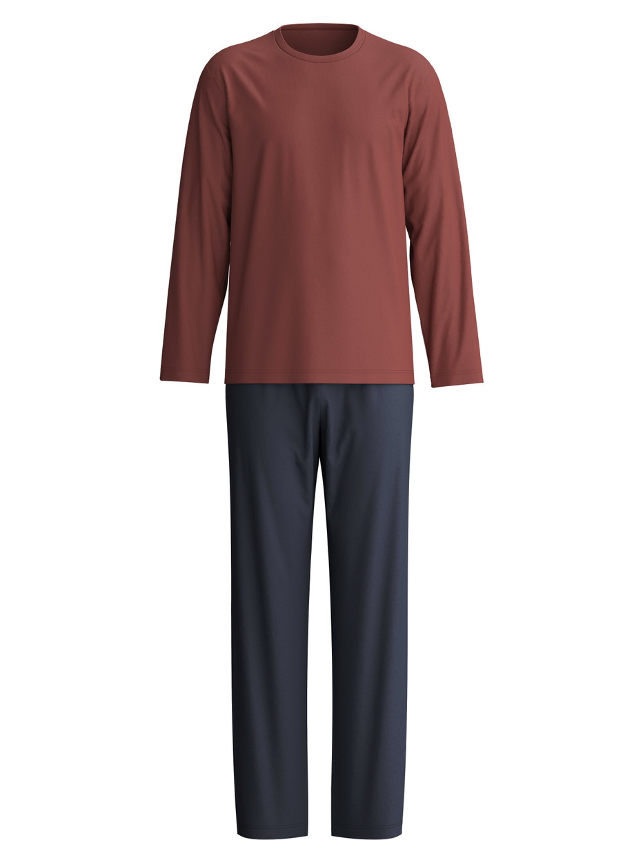 Herren - Pyjama, lang aus 100% Baumwolle in Braun, Einfarbig aus Serie Relax Essentials von CALIDA