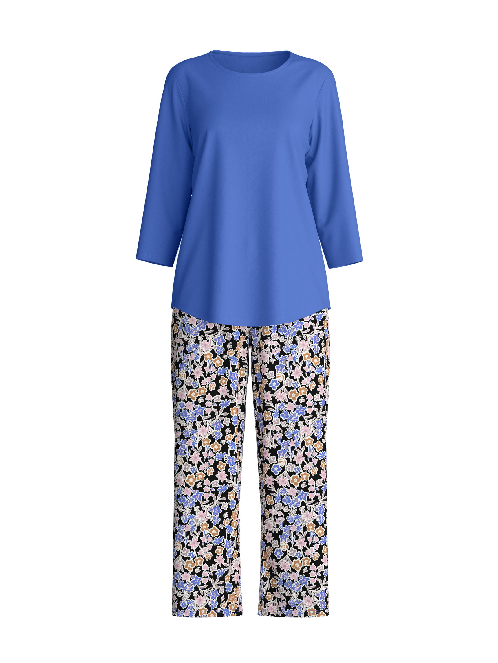 Damen - 7/8 - Pyjama aus 100% Baumwolle in Blau, Gemustert aus Serie Flower Dreams von CALIDA