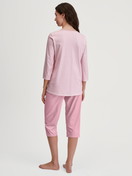 Women model is wearing 3/4 pyjamas made of 100% Cotton in Pink, Checked from the Cotton Special series by CALIDA, Back view
