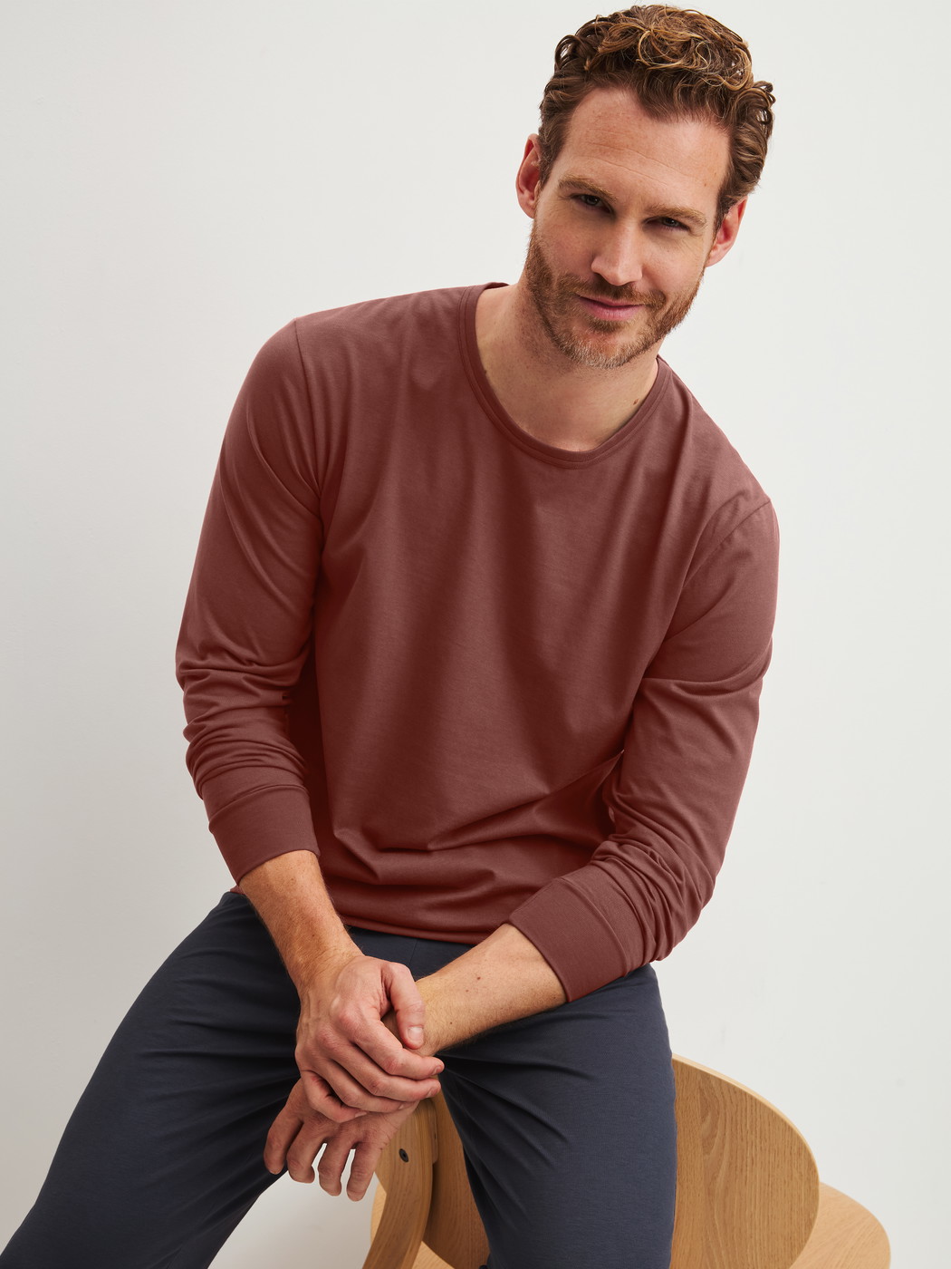 Men model is wearing  made of 100% Cotton in Brown, Unicoloured from the Relax Essentials series by CALIDA, Additional Image