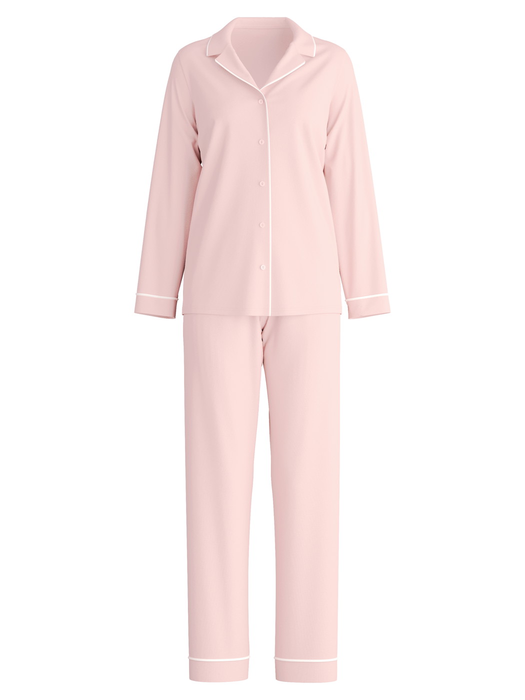 Femme - Pyjama à boutons en 100% coton de couleur Rose, Unicolore, de la série Night Lovers de CALIDA