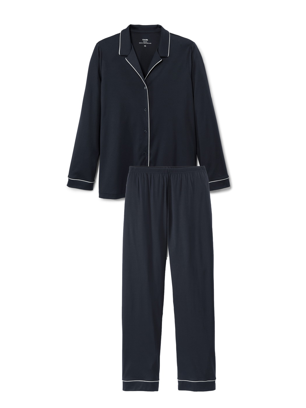 Femme - Pyjama à boutons en 100% coton de couleur Bleu, Unicolore, de la série Night Lovers de CALIDA