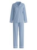 Femme - Pyjama à boutons en 100% coton de couleur Bleu, Unicolore, de la série Night Lovers de CALIDA