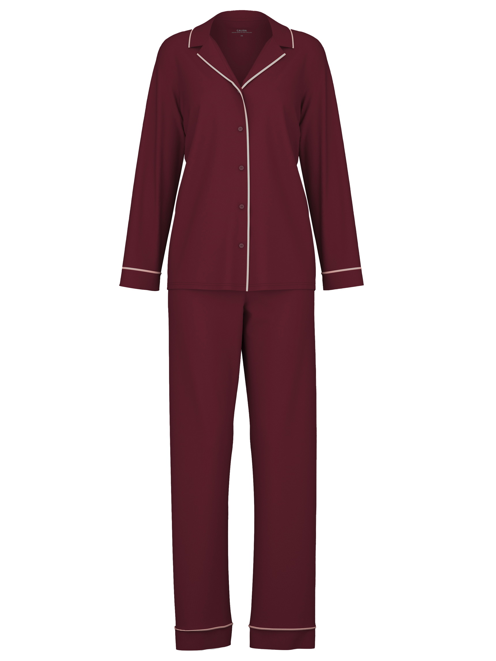 Women - Button-Up Pyjama made of Swiss+Cotton in Red, Unicoloured, from the Season Special series by CALIDA