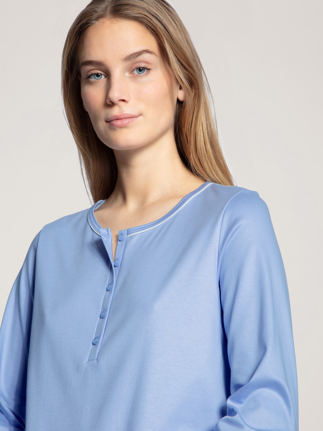 Women - Pyjama made of 100% Cotton in Blue, Motif, from the Night Lovers series by CALIDA, Detail