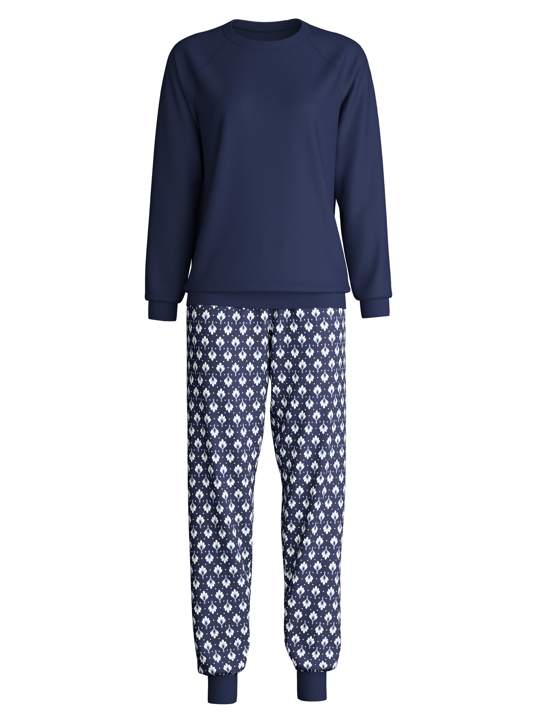 Damen - Bündchen-Pyjama aus 100% Baumwolle in Blau, Gemustert aus Serie Daylight Dreams von CALIDA