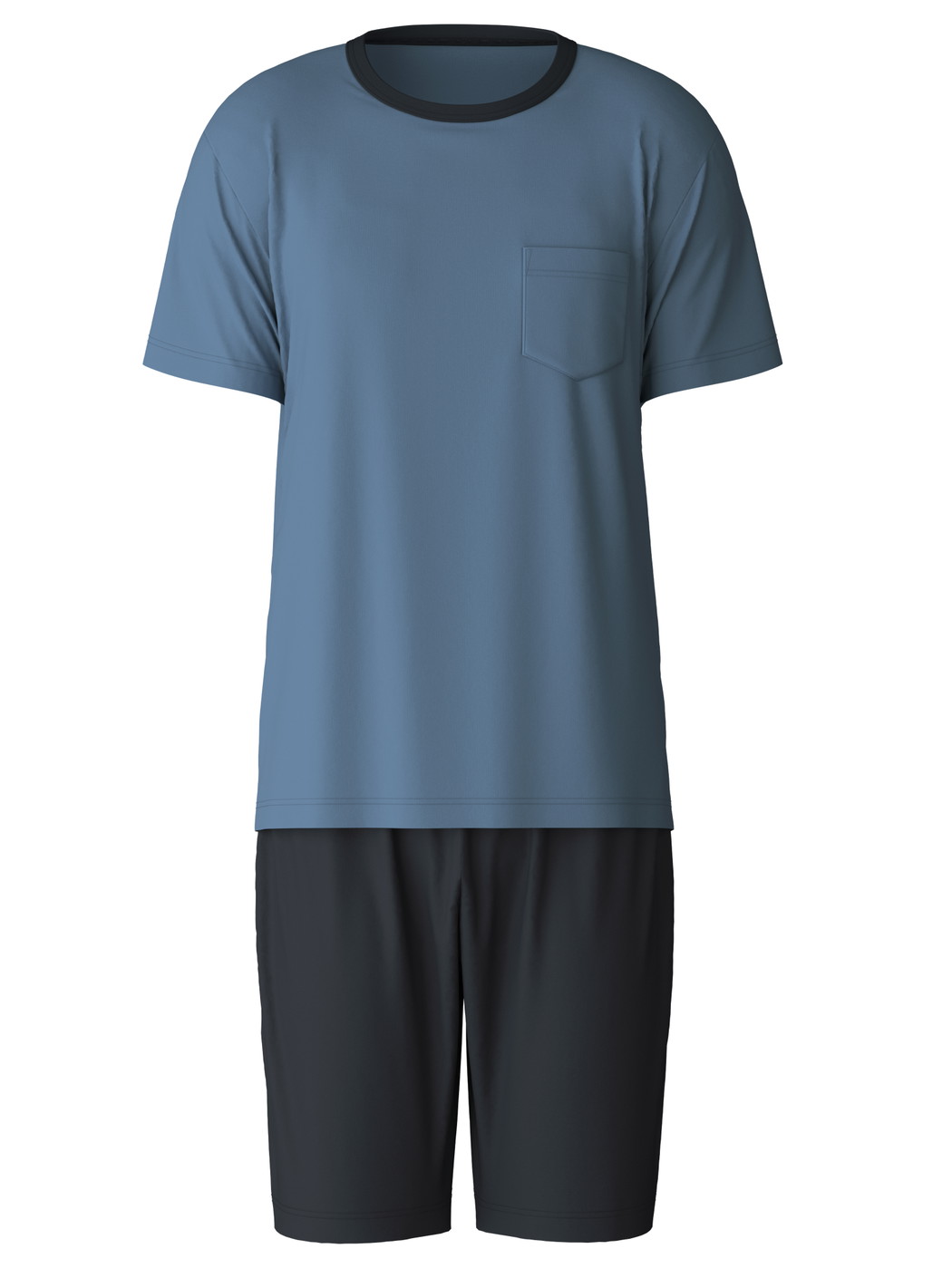 Men - Short pyjama made of 100% Cotton in Blue, Unicoloured, from the Relax Essentials series by CALIDA