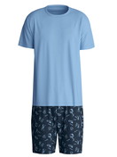 Men - Short pyjamas made of 100% Cotton in Blue, Patterned, from the Relax Swiss Resort series by CALIDA
